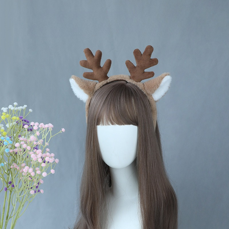 Reindeer Antlers Headband - Christmas Costume Headband Reindeer Ears Furry