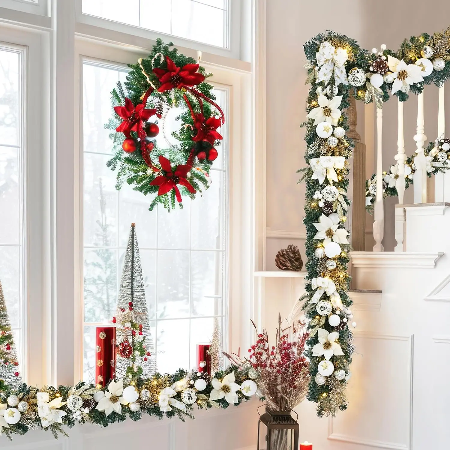 Led Fairy String Lights - Garvee 6ft Pre-Lit Christmas Garland Artificial